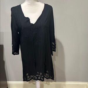 Chic Black Long Sleeve Dress (Beach Dress)